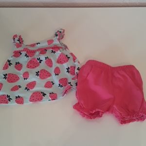 Baby girl strawberry and shorts set